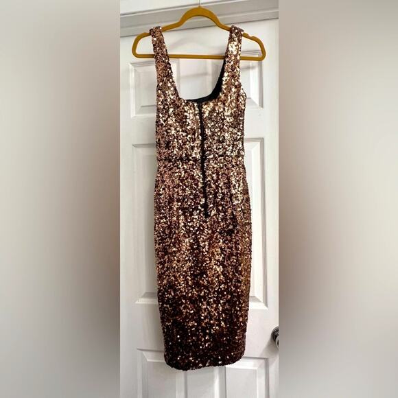 French Connection - Gold & Black Sequins Dress 8 AMAZING 🤩 - Picture 3 of 6